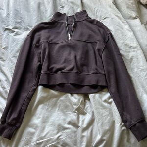 small brown cropped sweatshirt.